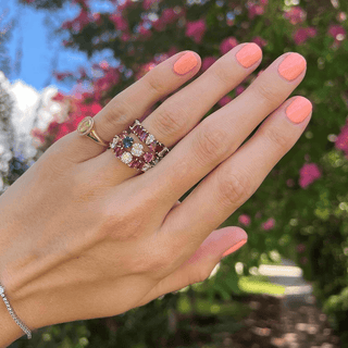 Jumbo Gemstone & Diamond Multi Shape Eagle Prong Band  Lindsey Leigh Jewelry.
