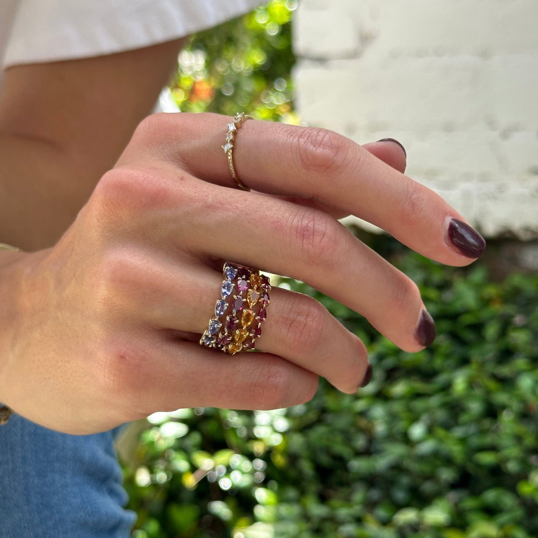Large Citrine Chasing Pear Band - Lindsey Leigh Jewelry