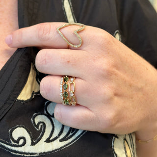 Large Green Tourmaline Chasing Pear Band  Lindsey Leigh Jewelry.
