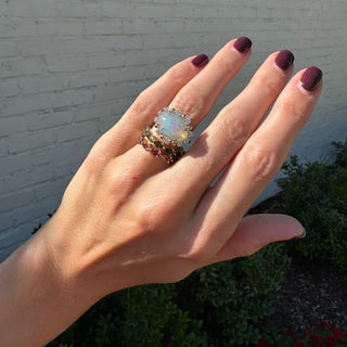 Large Green Tourmaline Chasing Pear Band  Lindsey Leigh Jewelry.
