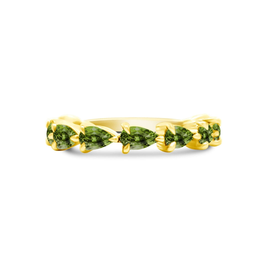 Large Green Tourmaline Chasing Pear Band - Lindsey Leigh Jewelry