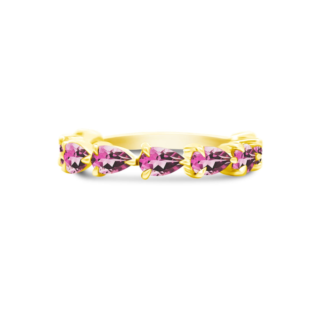 Large Pink Tourmaline Chasing Pear Band - Lindsey Leigh Jewelry