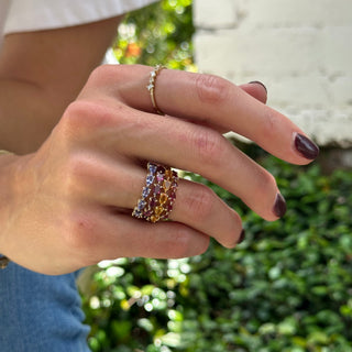 Large Rhodolite Garnet Chasing Pear Band  Lindsey Leigh Jewelry.
