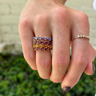 Large Rhodolite Garnet Chasing Pear Band  Lindsey Leigh Jewelry.
