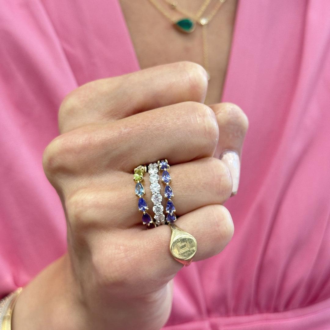 Large Tanzanite Chasing Pear Band - Lindsey Leigh Jewelry