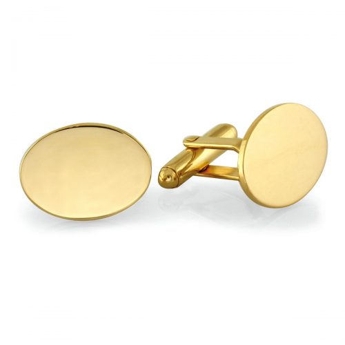 Men's Oval Cuff Links Electroplate Silver