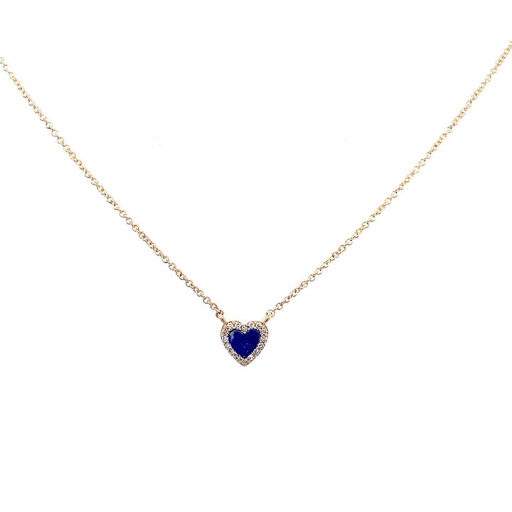 Mini Gemstone & Pave Heart Necklace - Lindsey Leigh Jewelry