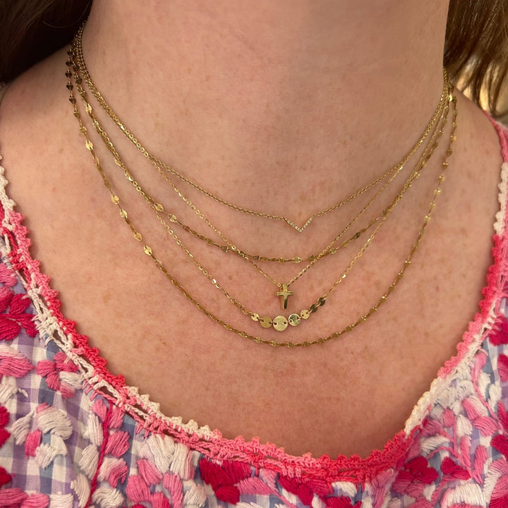 Mini Gold Cross Necklace - Lindsey Leigh Jewelry