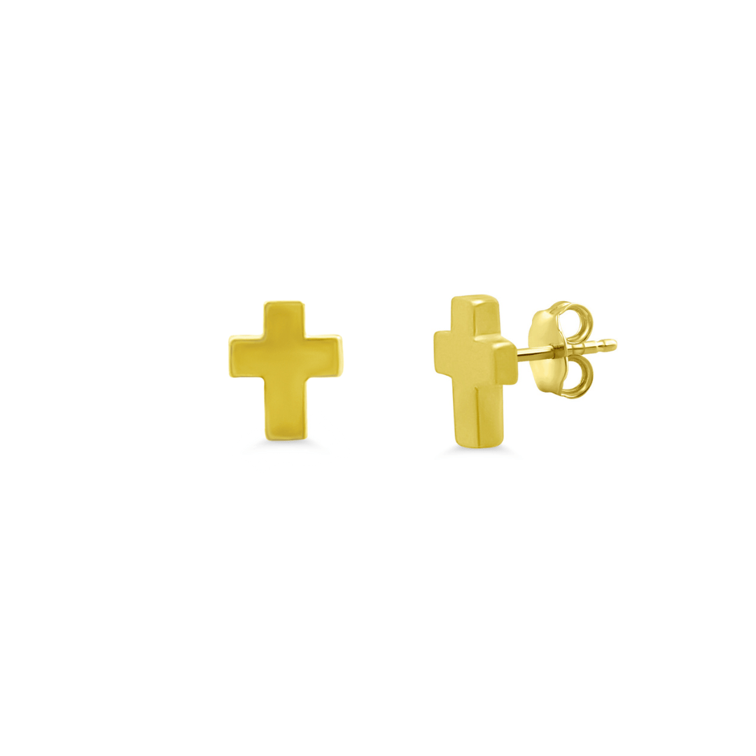 Mini Gold Cross Stud - Lindsey Leigh Jewelry