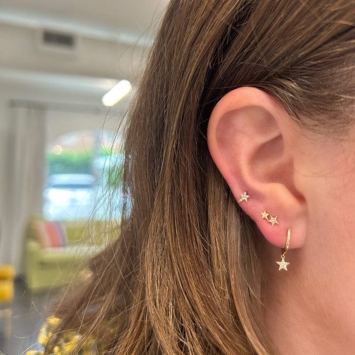 Mini Gold & Pave Double Star Studs - Lindsey Leigh Jewelry