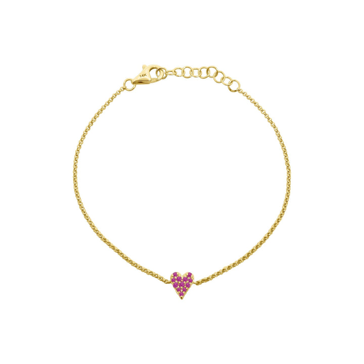 Mini Pink Sapphire Heart Bracelet - Lindsey Leigh Jewelry