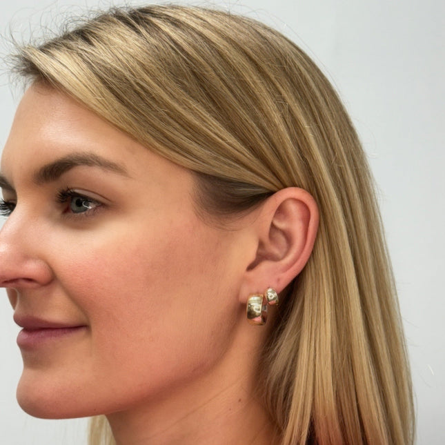 Mini Reversible Thick Gold Huggies  Lindsey Leigh Jewelry.