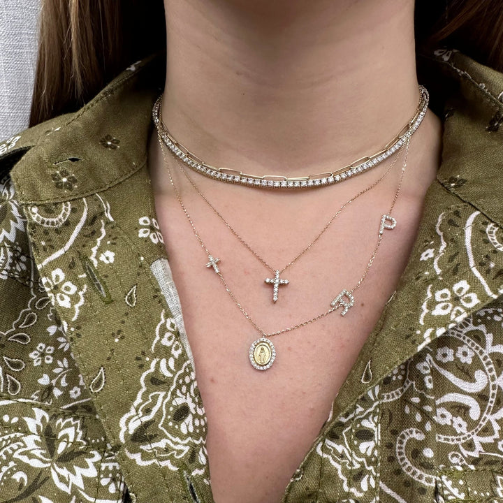 Miraculous Medal Plus Diamond Cross - Lindsey Leigh Jewelry