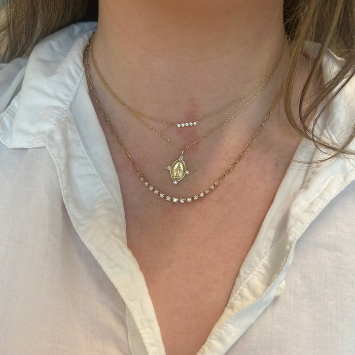 Miraculous Medal with Diamond Bezel Border - Lindsey Leigh Jewelry