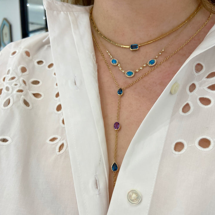 Opal and Diamond Bezel Necklace - Lindsey Leigh Jewelry