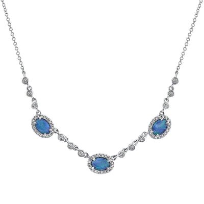 Opal and Diamond Bezel Necklace - Lindsey Leigh Jewelry