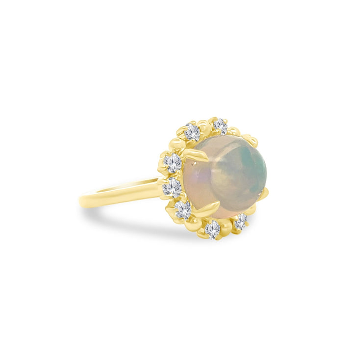 Opal & Diamond Halo Ring - Lindsey Leigh Jewelry