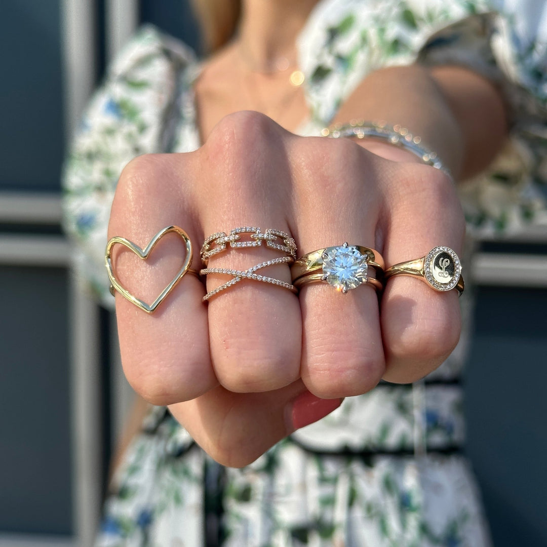 Open Heart Gold Ring - Lindsey Leigh Jewelry
