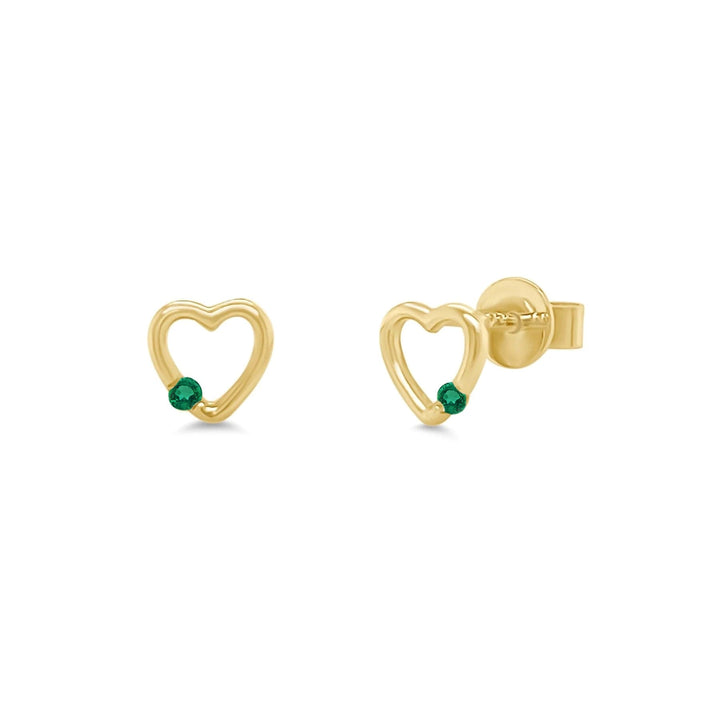 Open Heart Single Gemstone Studs - Lindsey Leigh Jewelry