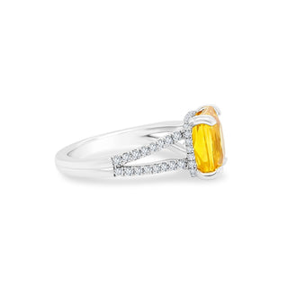 Orange Sapphire with Diamond Split Shank  Lindsey Leigh Jewelry.

