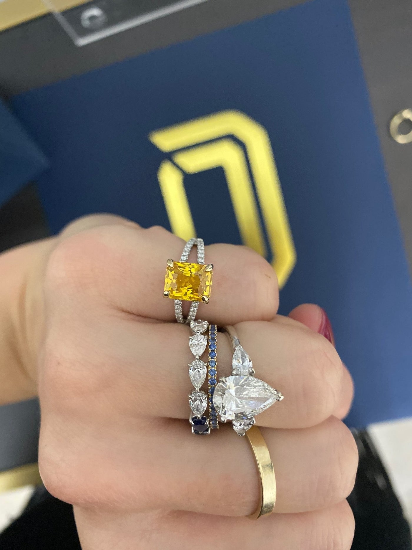 Orange Sapphire with Diamond Split Shank - Lindsey Leigh Jewelry
