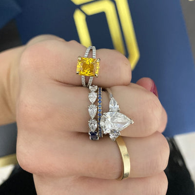 Orange Sapphire with Diamond Split Shank - Lindsey Leigh Jewelry