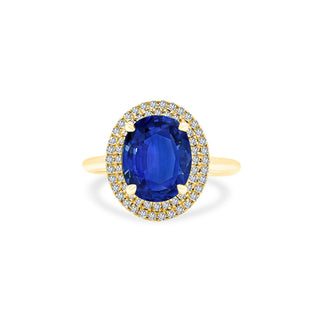 Oval Cut Sapphire Solitaire with Double Halo  Lindsey Leigh Jewelry.
