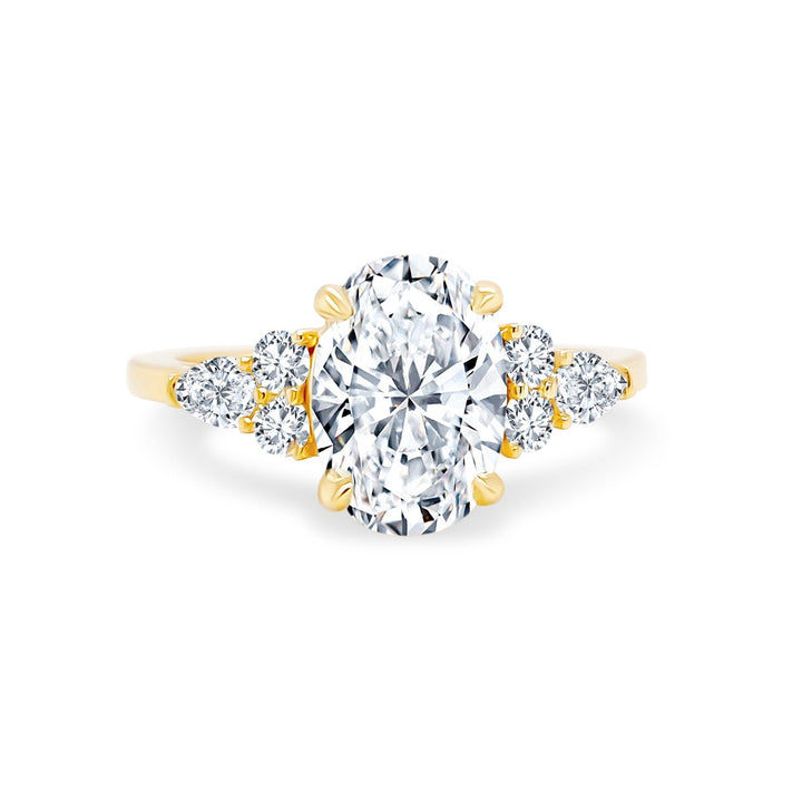 Oval Cut Diamond Ring with Multi Shape Trio - Lindsey Leigh Jewelry