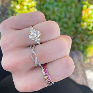 Oval Cut Diamond with Mixed Shape Trio Side Stones  Lindsey Leigh Jewelry.
