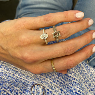 Oval Cut Solitaire on Diamond Band  Lindsey Leigh Jewelry.
