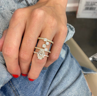 Oval Cut Solitaire on Diamond Band  Lindsey Leigh Jewelry.

