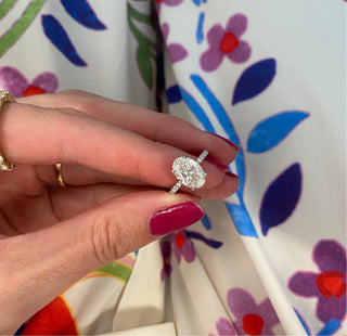 Oval Cut Solitaire on Diamond Band  Lindsey Leigh Jewelry.
