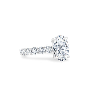 Oval Cut Solitaire on Diamond Band  Lindsey Leigh Jewelry.
