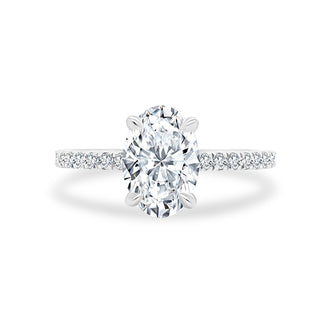 Oval Cut Solitaire on Diamond Band  Lindsey Leigh Jewelry.
