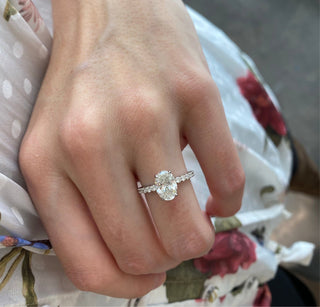 Oval Cut Solitaire on Diamond Band  Lindsey Leigh Jewelry.
