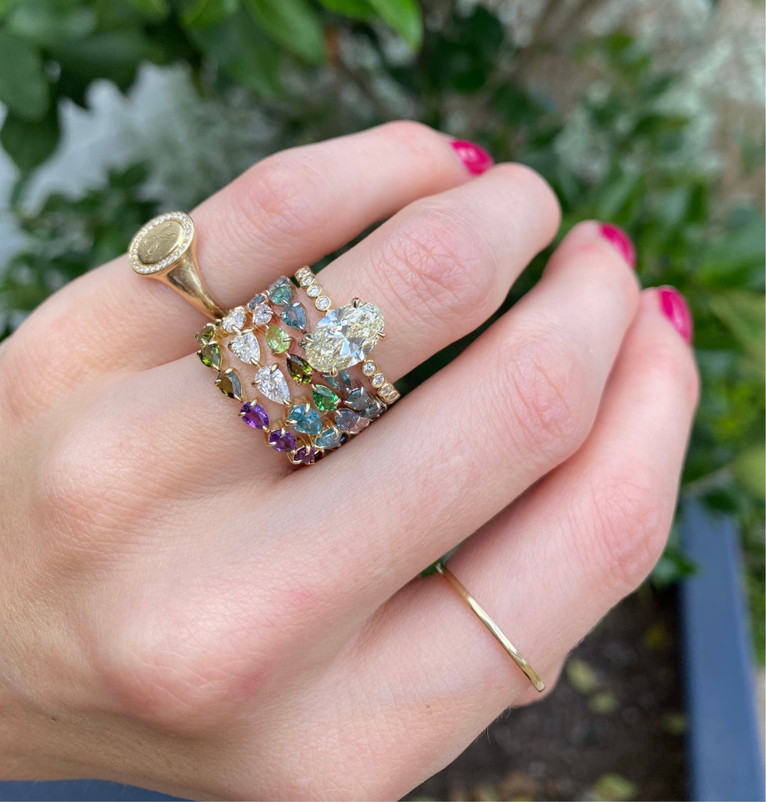 Oval Diamond on Diamond Band - Lindsey Leigh Jewelry