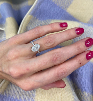 Oval Cut Solitaire on Diamond Band  Lindsey Leigh Jewelry.
