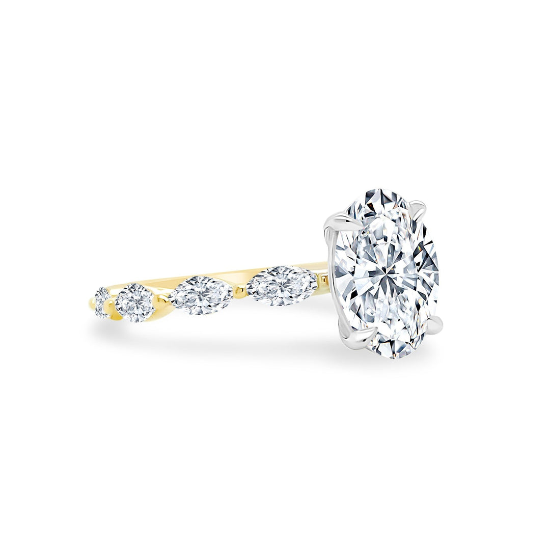 Oval Diamond with Marquise Band - Lindsey Leigh Jewelry