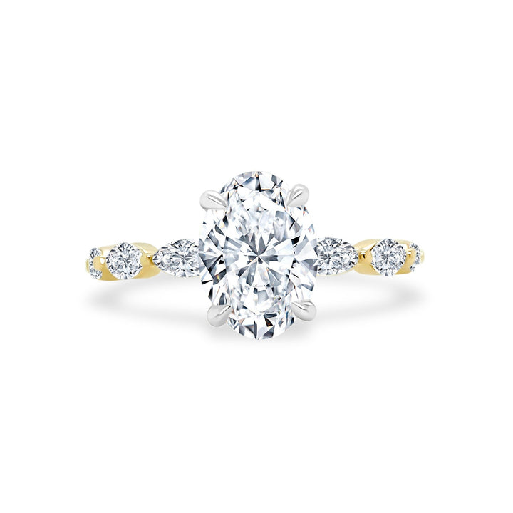 Oval Diamond with Marquise Band - Lindsey Leigh Jewelry