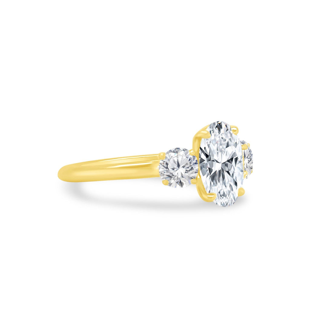 Oval Diamond with Round Diamond Side Stones - Lindsey Leigh Jewelry