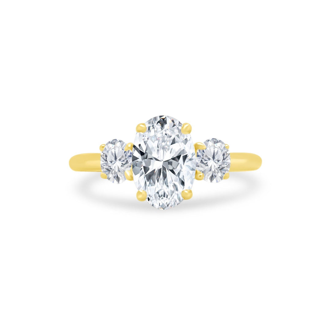 Oval Diamond with Round Diamond Side Stones - Lindsey Leigh Jewelry
