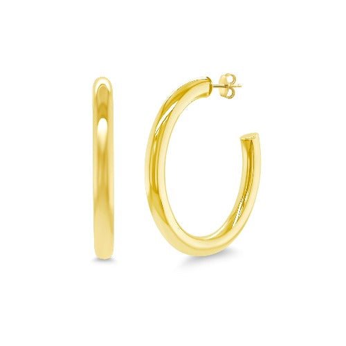 Oval Open Gold Tube Hoops - Lindsey Leigh Jewelry