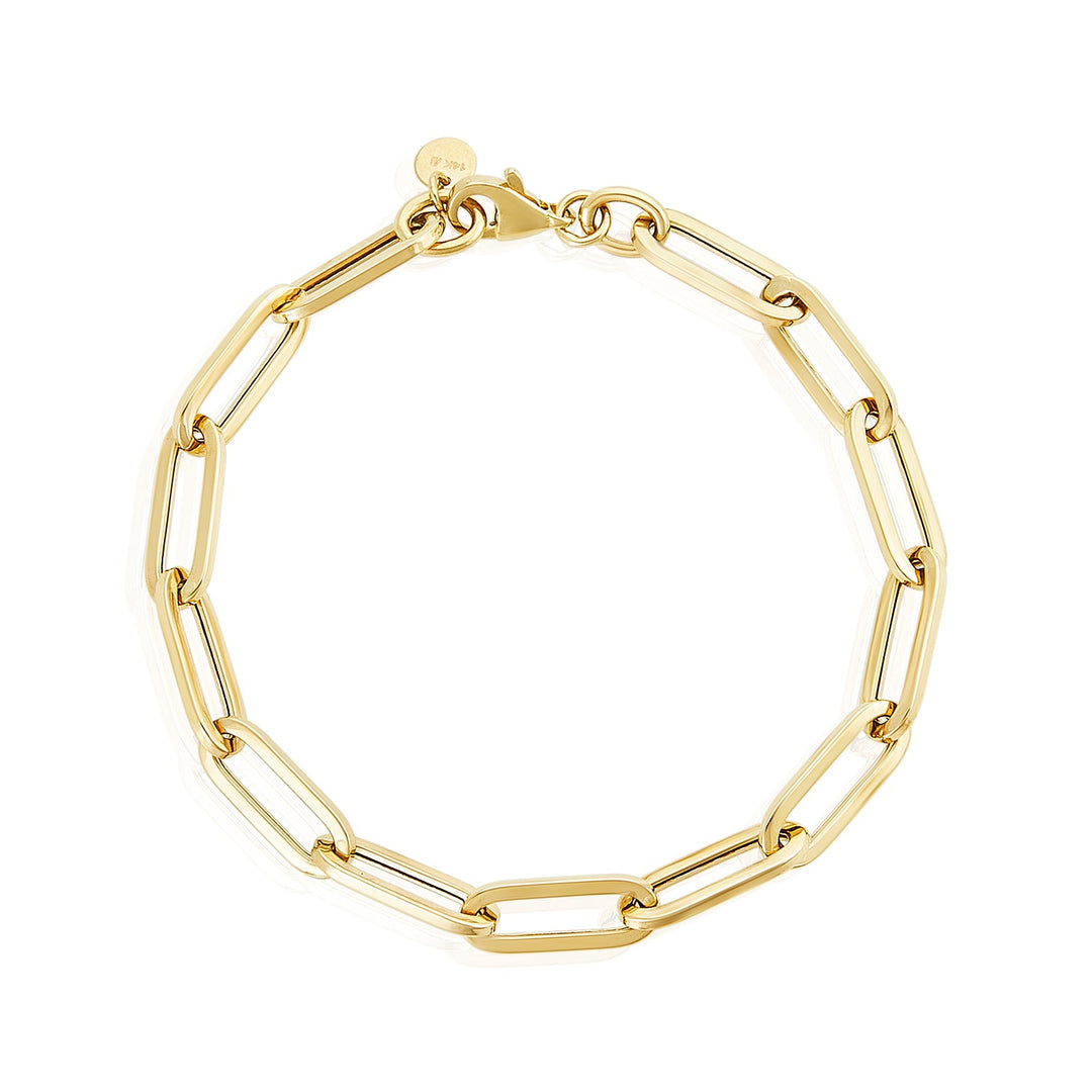 14K Yellow Gold Extra Large Paper Clip Chain Bracelet