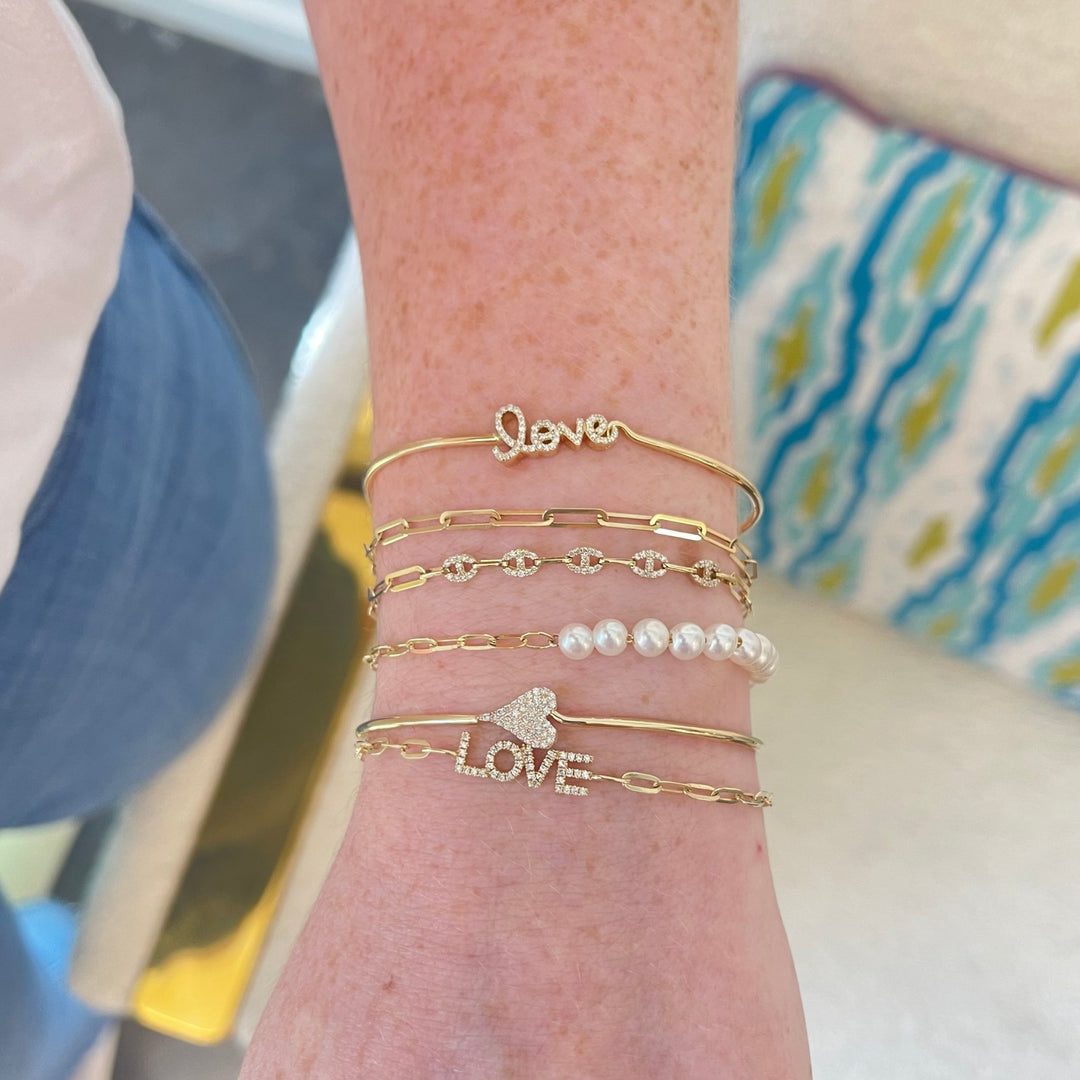 Paper Clip & Diamond Chain Bracelet - Lindsey Leigh Jewelry