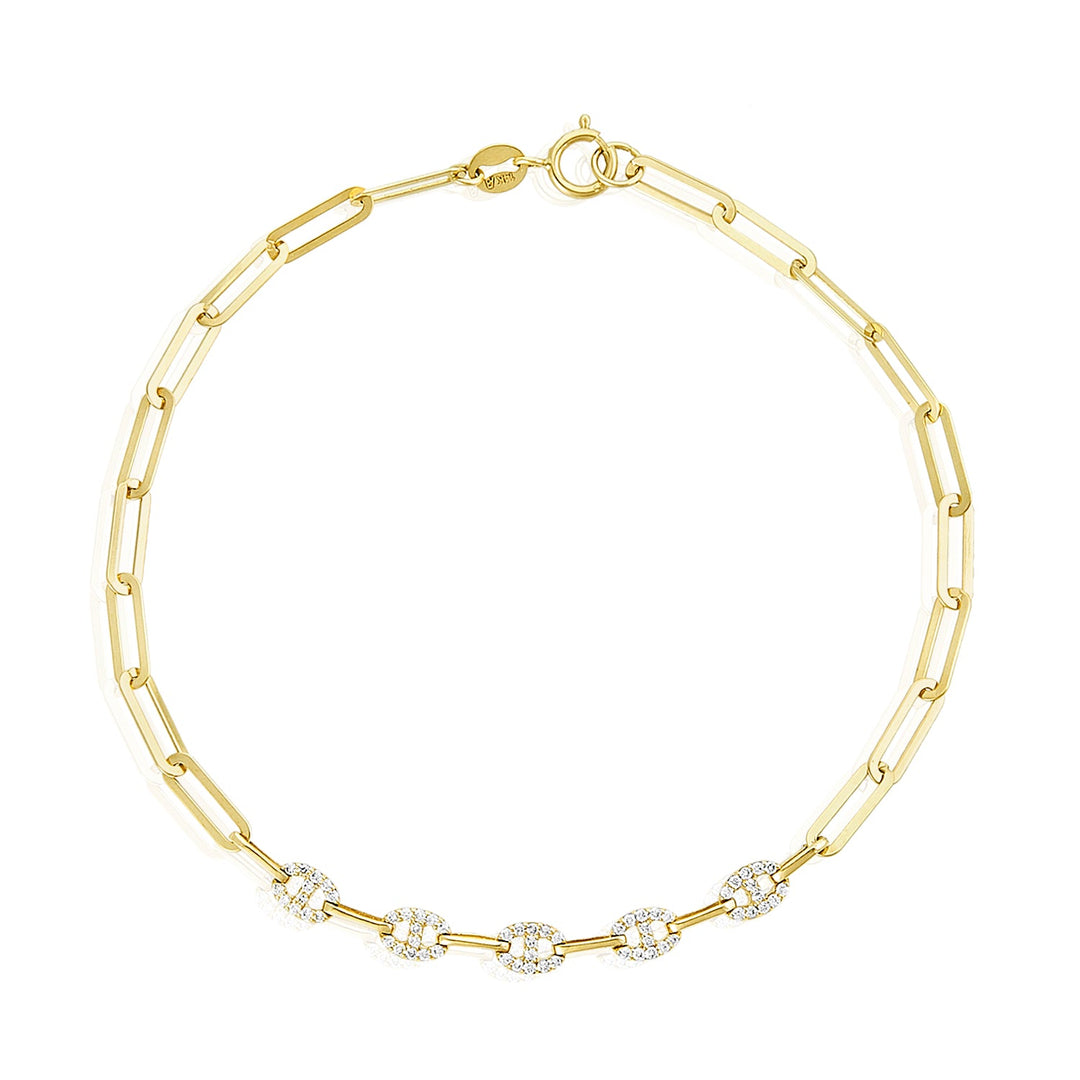 Paper Clip & Diamond Chain Bracelet - Lindsey Leigh Jewelry
