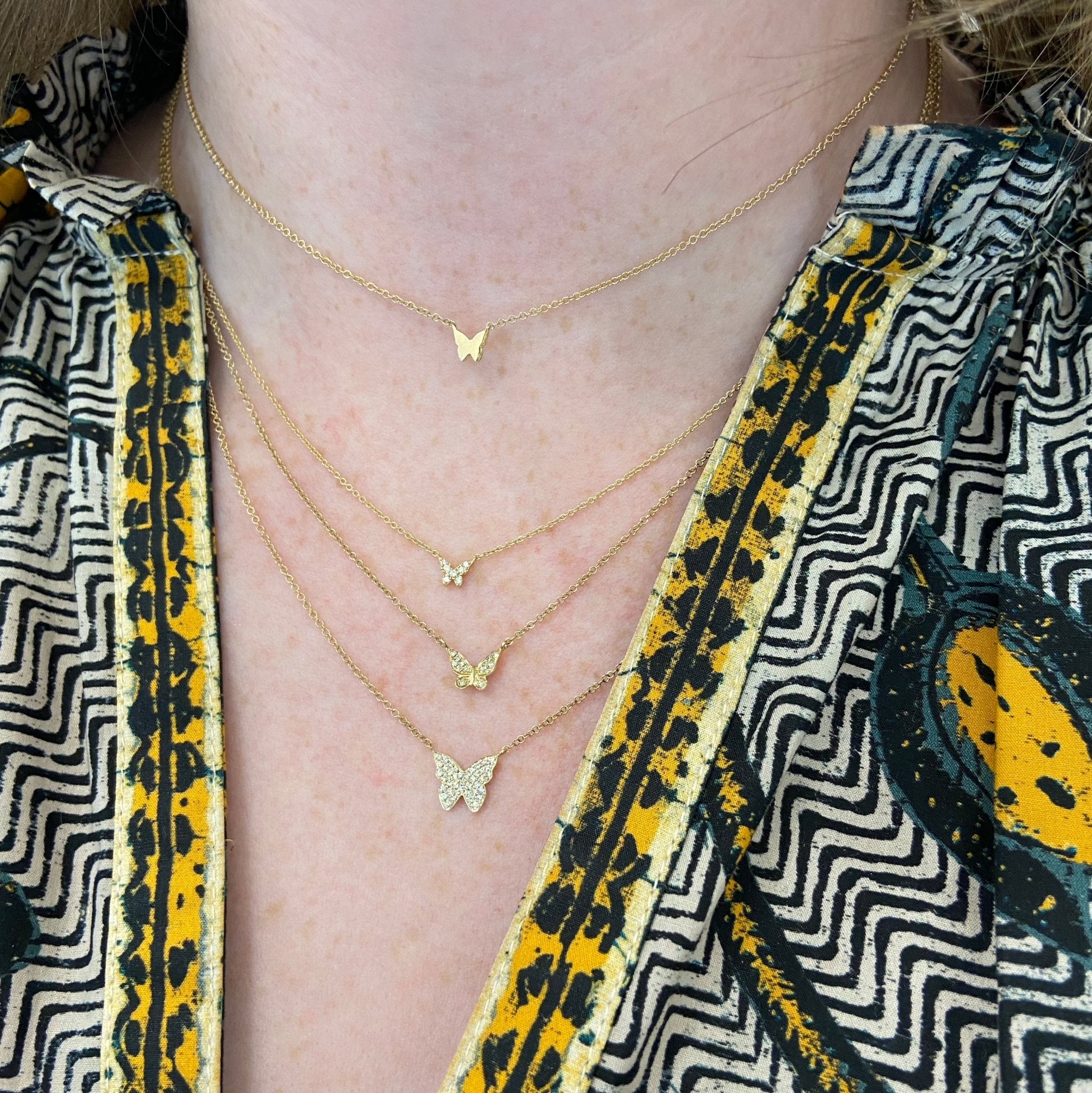 14k Pave Diamond Butterfly Pendant Necklace – FERKOS FJ
