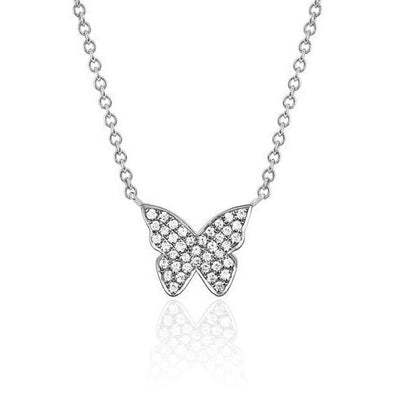 Pave Butterfly Necklace - Lindsey Leigh Jewelry