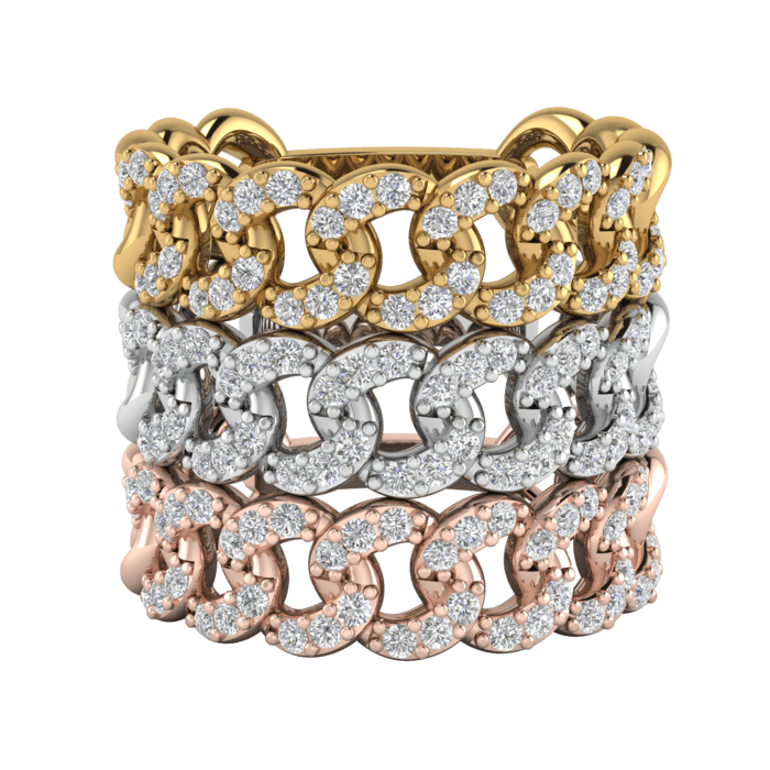 Pave Chain Link Ring - Lindsey Leigh Jewelry