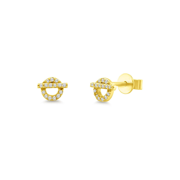 Pave Circle & Bar Studs - Lindsey Leigh Jewelry