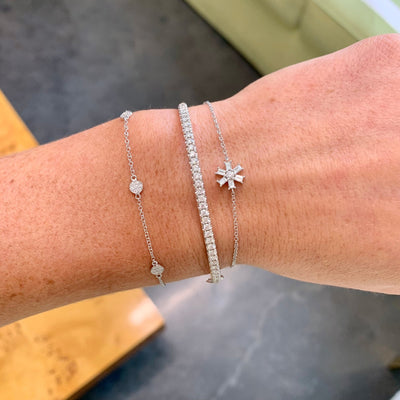 Pave Disc Station Bracelet - Lindsey Leigh Jewelry
